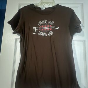 Brown Graphic Tee with Axe Design